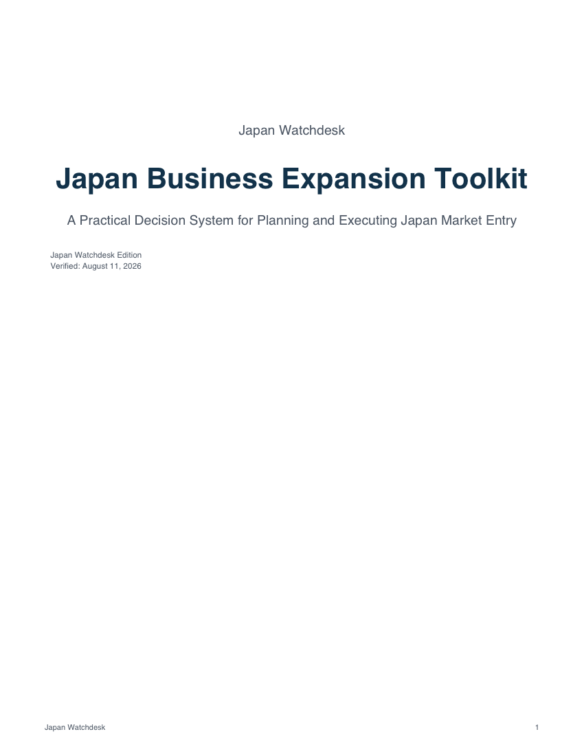 Preview of the Japan Business Expansion Toolkit Executive Playbook